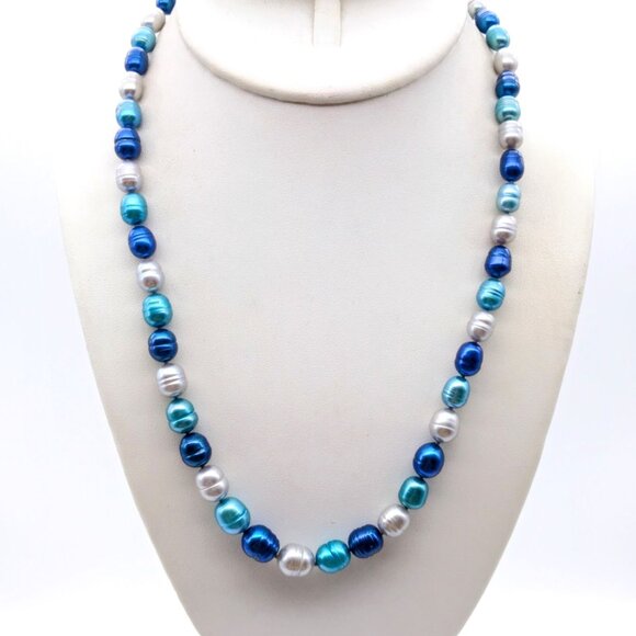 Honora Blue Moon Graduated Necklace, Elegant Pearl Strand in Shades of Blue NWT - Picture 2 of 4